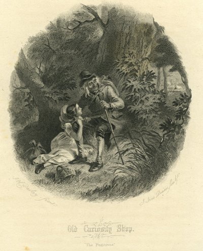 Vieille boutique de curiosités : Les fugitifs, gravé par Joseph Ives Pease (1809-83), 1868 - Felix Octavius Carr Darley